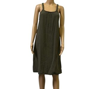 Liz Lange Maternity Cotton Sleeveless Green Khaki Sleeveless Dress Womens Small